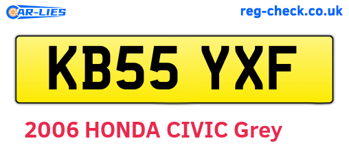KB55YXF are the vehicle registration plates.