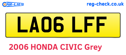 LA06LFF are the vehicle registration plates.