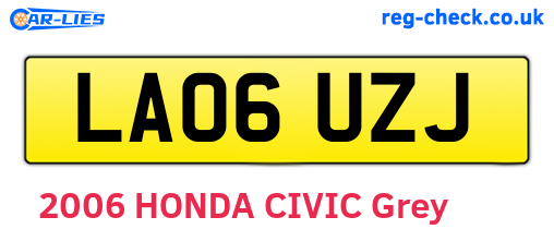 LA06UZJ are the vehicle registration plates.
