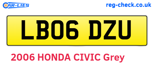 LB06DZU are the vehicle registration plates.