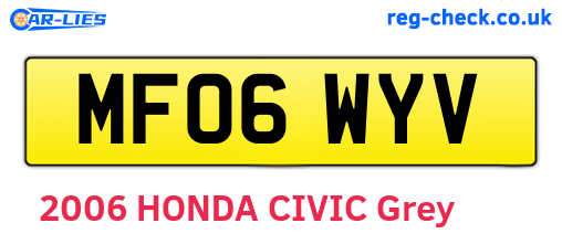 MF06WYV are the vehicle registration plates.