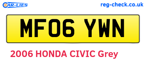 MF06YWN are the vehicle registration plates.