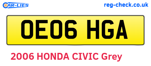 OE06HGA are the vehicle registration plates.