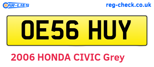 OE56HUY are the vehicle registration plates.