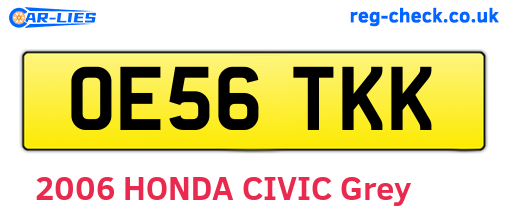 OE56TKK are the vehicle registration plates.