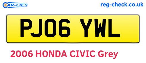 PJ06YWL are the vehicle registration plates.
