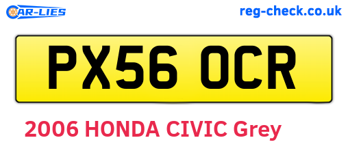 PX56OCR are the vehicle registration plates.