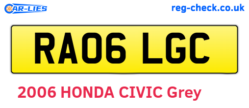 RA06LGC are the vehicle registration plates.