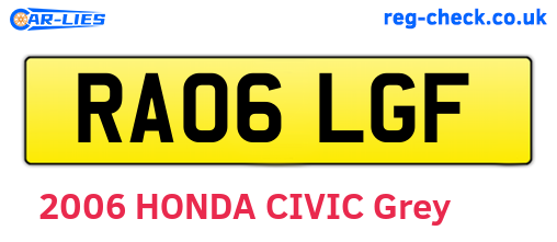 RA06LGF are the vehicle registration plates.