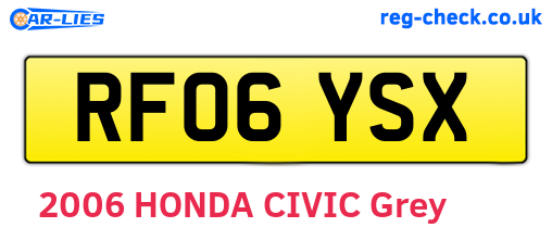 RF06YSX are the vehicle registration plates.