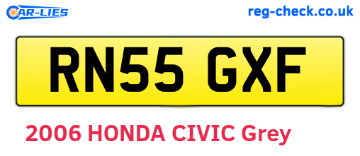 RN55GXF are the vehicle registration plates.