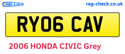 RY06CAV are the vehicle registration plates.