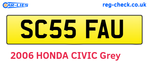 SC55FAU are the vehicle registration plates.