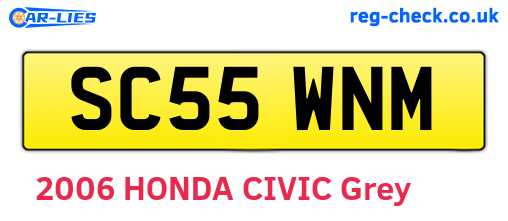 SC55WNM are the vehicle registration plates.