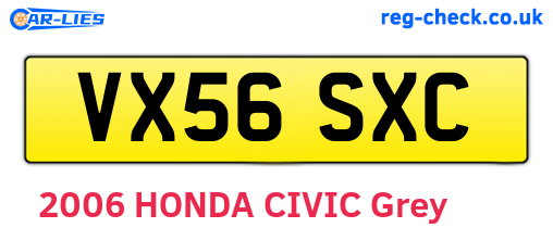 VX56SXC are the vehicle registration plates.