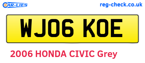 WJ06KOE are the vehicle registration plates.
