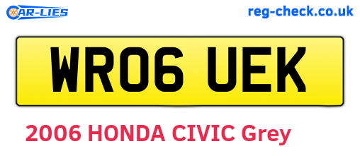 WR06UEK are the vehicle registration plates.