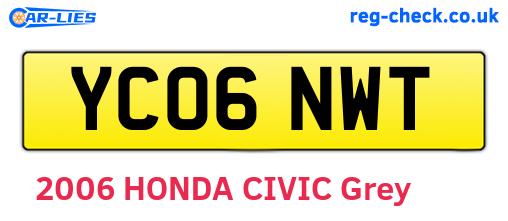 YC06NWT are the vehicle registration plates.