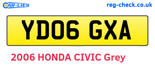 YD06GXA are the vehicle registration plates.
