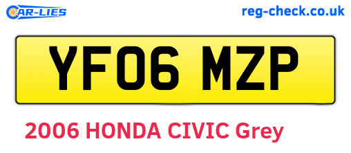 YF06MZP are the vehicle registration plates.