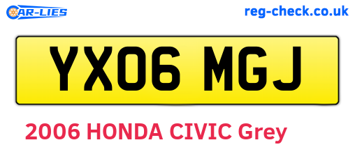 YX06MGJ are the vehicle registration plates.