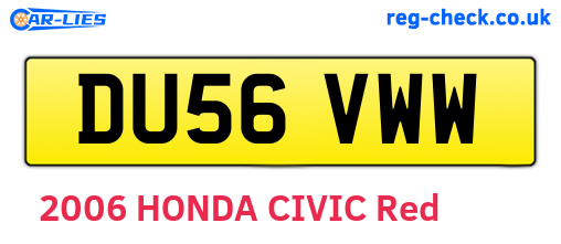 DU56VWW are the vehicle registration plates.
