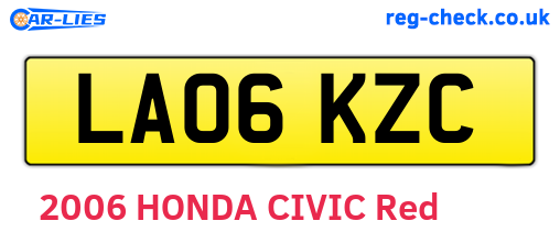 LA06KZC are the vehicle registration plates.