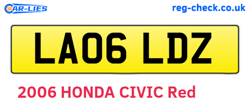 LA06LDZ are the vehicle registration plates.