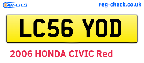 LC56YOD are the vehicle registration plates.