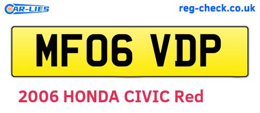 MF06VDP are the vehicle registration plates.