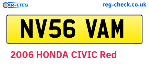 NV56VAM are the vehicle registration plates.