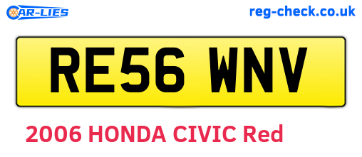RE56WNV are the vehicle registration plates.