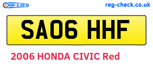 SA06HHF are the vehicle registration plates.