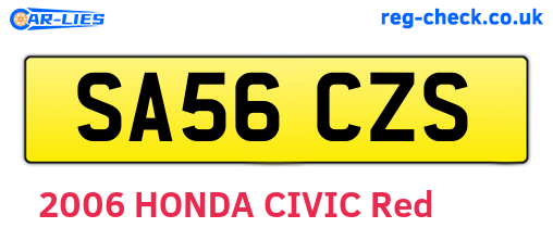 SA56CZS are the vehicle registration plates.