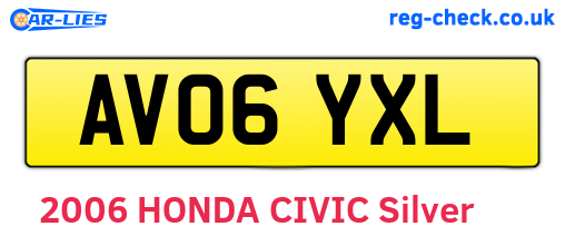 AV06YXL are the vehicle registration plates.