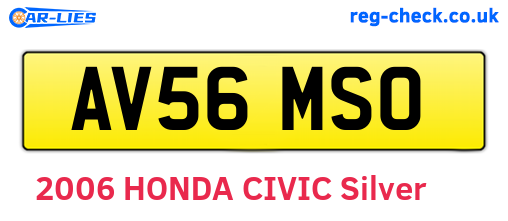 AV56MSO are the vehicle registration plates.