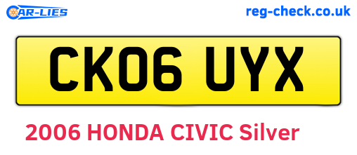 CK06UYX are the vehicle registration plates.
