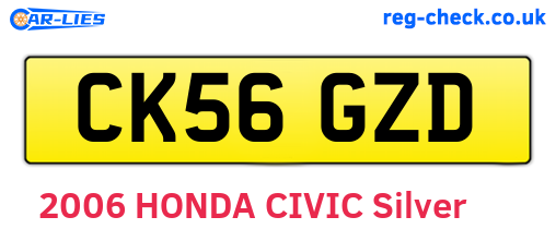 CK56GZD are the vehicle registration plates.