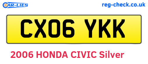 CX06YKK are the vehicle registration plates.