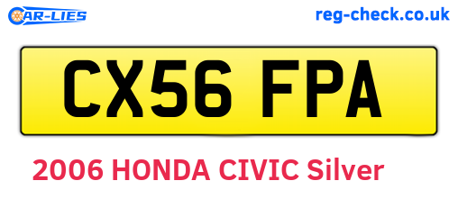 CX56FPA are the vehicle registration plates.