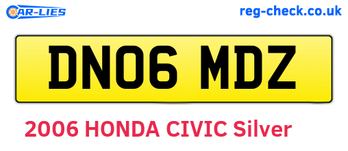 DN06MDZ are the vehicle registration plates.