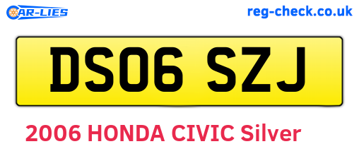 DS06SZJ are the vehicle registration plates.