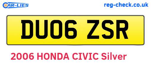 DU06ZSR are the vehicle registration plates.