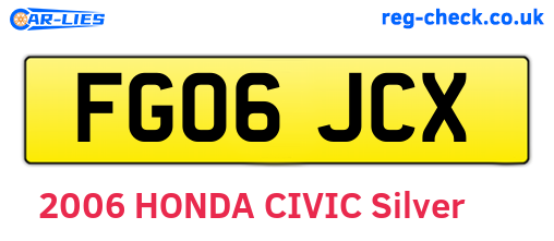 FG06JCX are the vehicle registration plates.