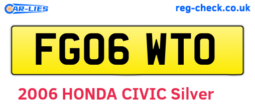 FG06WTO are the vehicle registration plates.