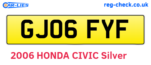 GJ06FYF are the vehicle registration plates.