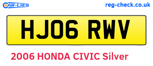 HJ06RWV are the vehicle registration plates.