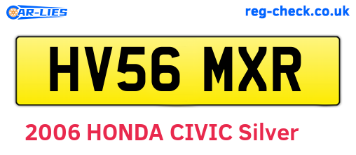 HV56MXR are the vehicle registration plates.