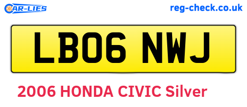 LB06NWJ are the vehicle registration plates.