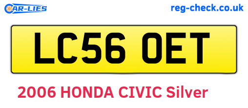 LC56OET are the vehicle registration plates.